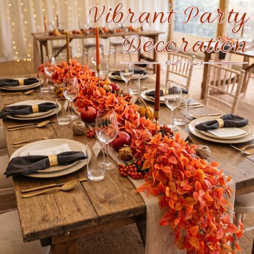 Daifunli 8 Pcs Artificial Fall Hanging Plants Fake Hanging Ferns Plastic Autumn Faux Plants for Wall Room Garden Garland Indoor Outdoor Decor No Basket - Image 5