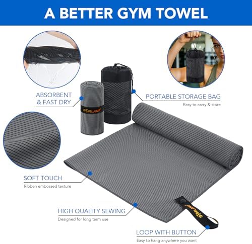 SUNLAND Microfiber Gym Bath Towels for Men Women 24x48In - Image 4