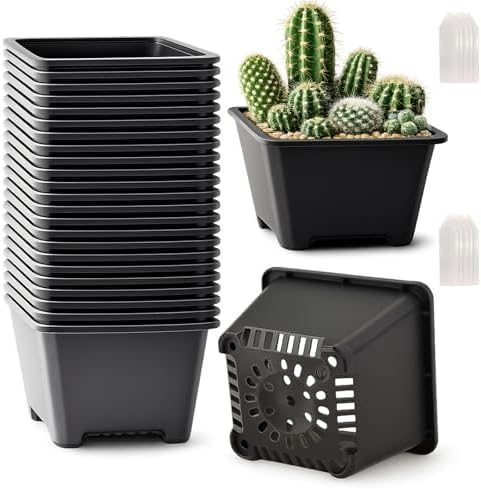 25 Packs Square Nursery Pots for Plants 4.7 Inch Seedling Pots with Holes by Unknown