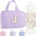 TOPEAST Travel Toiletry Bag Makeup Bag - Hanging Toiletry Bag for Women, Portable Toiletries Travel Bag and Cosmetic Bag, Airplane Travel Essentials Travel Toiletry Bag - Letter J, Purple by TOPEAST