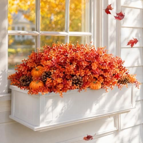 Fall Artificial Boxwood Plants Faux Greenery for Outdoor Porch Planters - Image 6