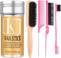 Hair Wax Stick with Slick Back Hair Brush Set for Flyaways, Teasing Boar Bristle Brush, Edge Hair Brushes, Volume Comb, Rat Tail Comb for Girls, Kids, Women & Men,Pink by HappyNailswithMelous