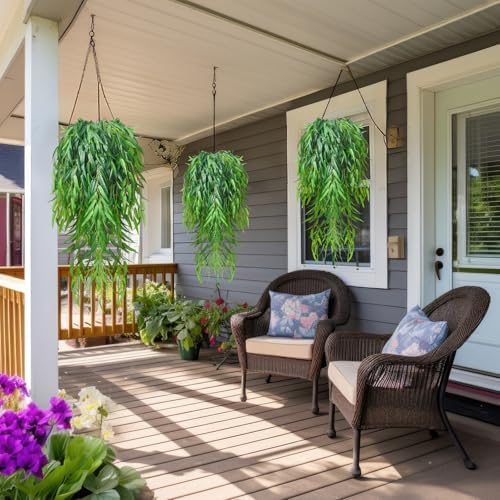 Daifunli Artificial Hanging Plants Fake Hanging Ferns Plastic Faux Plants for Wall Room Garden Garland Indoor Outdoor Decor No Basket (8 Pcs,Willow) - Image 3