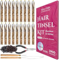 NIACONN Glitter Hair Tinsel Extensions Kit Copper with Tools and Beads, 48 Inch Sparkly Fairy Colorful Tensile Strands Shiny Hair Accessories for Women Girls Kids by NIACONN