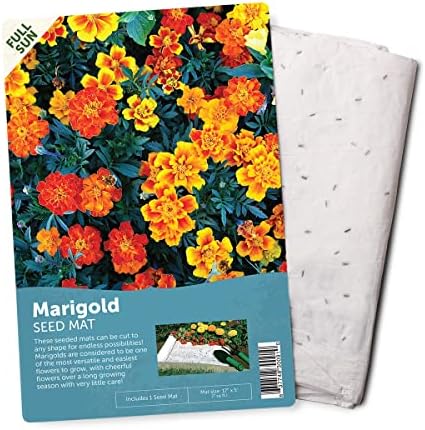 Seed Mat - Easy to Plant and Grow Garden Seeds - Creates Fragrant, Vibrant Flower Garden – Customizable Flower Beds- Merry Marigold by BloomingBulb