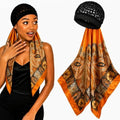 2 in 1 Wrap Cap Hair Net and Scarf for Silk Press, Satin Wrap Cap Bonnet for Women, Adjustable Stay-On Sleep Hair Net Scarf for All Hair Types by BQSAR
