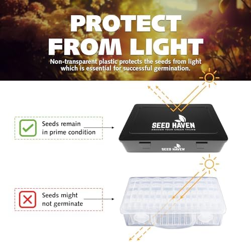 Seed Organizer Storage Box, Black Opaque Light Proof Seed Bank with 60 Transparent Bottles & Labels, Seed Holder Packet Organizer, Seed Vault Container for Homesteaders, Garden Tackle and Bead Sorter - Image 2