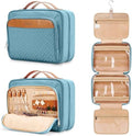 COOSKY Travel Hanging Toiletry Bag for Women, Cruise Ship Essentials, with Jewelry Organizer, Extra Large Makeup Dopp Kit, Waterproof Cosmetic Bags, Toiletries Kit Set with Trolley Belt, Sky Blue by COOSKY