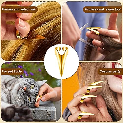 Hicarer 10 Pcs Adjustable Finger Claw Hair Parting Braid Ring Halloween Cos - Image 7