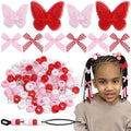 100pcs Hair Beads for Braids Dark Red Lace Embroidery Butterfly Hair Clips Gingham Small Hair Bows Acrylic Loc Dreadlock Pony Beads Y2K Hair Accessories for Girls by Arocooy