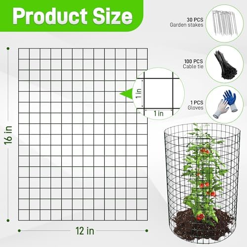 8 Pack 16x12 inch Plant Protector, Wire Garden Cages with Stakes & Ties - Image 2