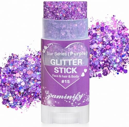 Purple Hair Glitter Stick, Mardi Gras Outfit for Women,Purple Body Face Glitter,Rave Mardi Gras Accessories Carnival Chunky Glitter Sequins,Halloween Mermaid Waterproof Shimmer Body Paint by PaminifyBeautyMakeup
