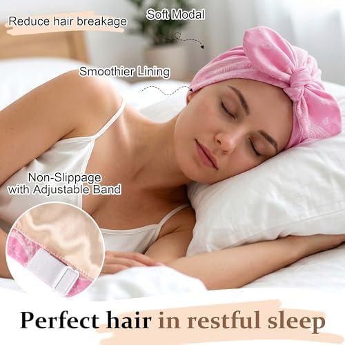 Ababalaya Satin Lined Beanies for Women Chemo Headwear Sleep Cap - Image 2