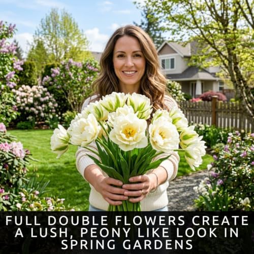 25 Exotic Emperor Tulip Bulbs | White Double Tulips for Spring Gardens - Image 6