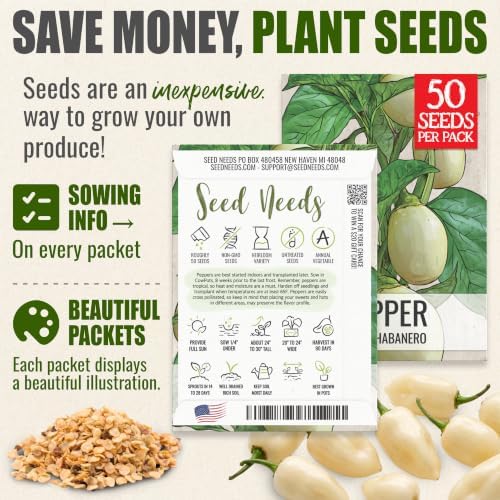 Seed Needs White Habanero Hot Pepper Seeds to Plant Vegetables - 20 Packs - Image 3