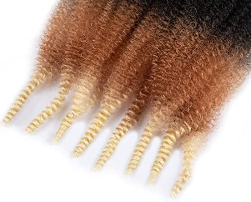 18 Inch Pre-Separated Springy Afro Twist Hair 8 Packs Pre-Fluffy Natural Curls are Perfect for Marley Crochet Hair Suitable for Black Women (1B/27/613, 18 Inch (Pack of 8)) - Image 4