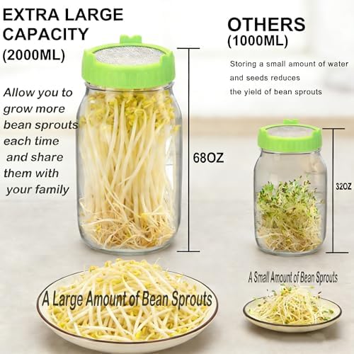 2000ML Seed Sprouting Kit, 2 Sprouts Growing Kits, Large Sprouting Jar Kits - Image 2