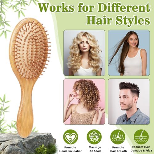 8PCS DIY Bamboo Hair Brush Painting Kit Bulk with 12 Pens for Decor, Oval - Image 5