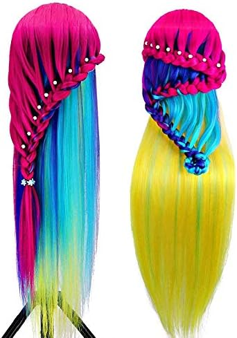 headdoll Training Head 26-28 Inch Mannequin Head Hair Styling Manikin Cosmetology Doll Head Hairdressing for Styling Dye Cutting Braiding Practice Head Synthetic Fiber Hair and Free Table Clamp Stand - Image 3