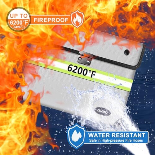 Upgraded 6200°F Fireproof Document Bag Waterproof with Zipper,9 Layers of Heat Insulated Materials,Fireproof Money Bag for Cash,Valuables and Important Documents - Image 2