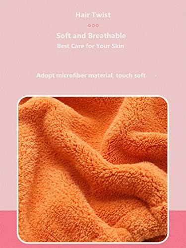 Hair Drying Towel for Kids Girls, Cute Cartoon Absorbent Quick Drying Bath Wrap Set for Bathing, Swimming Pool, Soft Microfiber Cap for Curly Long & Wet Hair, Orange Flower - Image 3