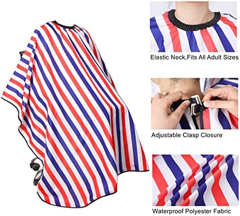 Professional Hair Cutting Cape with Neck Duster Brush, Large Size Salon Barber Cape for Men, Women and Kids(Multicolor Stripes) - Image 2