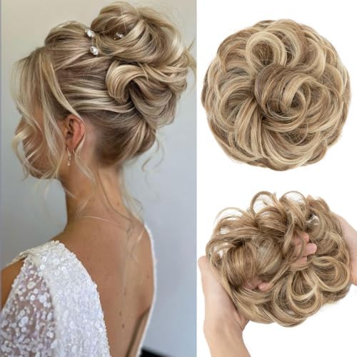 CJL HAIR Large Messy Bun Hair Piece Wavy Curly Scrunchies Synthetic Chignon Ponytail Hair Extensions Thick Updo Hairpieces for Women Sand by CJLHAIR