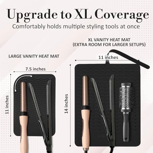 XL Vanity Mat, Heat Resistant Mat for Hair Tools, Vanity Décor, Black - Image 3