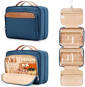 Travel Hanging Toiletry Bag for Women, with Jewelry Organizer Compartment, Medium Waterproof Hanging Makeup Accessories, Cosmetic Essentials, Toiletries Dopp Kit Set with Trolley Belt, Navy Blue by COOSKY