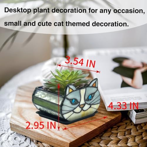Cute Gray Cat Planter,Cat Succulent Planter,Unique Pots for Indoor Plants,Gifts for Plant Lovers Women Unique 4.33x3.54x2.95 in (Flower Pot Does not Include Plants) - Image 6