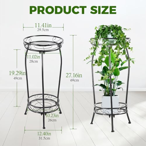 LOYAL TIGER Plant Stand Indoor Outdoor, 2 Tier 27 Inch Tall Metal - Image 2