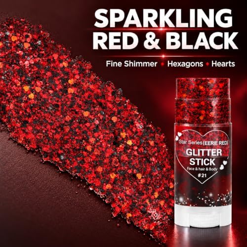 Mysense Red Black Halloween Glitter Stick,Face Hair Body Glitter Stick - Image 3