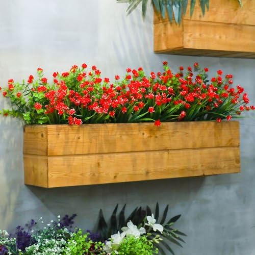 WILLBOND 12 Bundles UV Resistant Faux Flowers, Red - Image 4