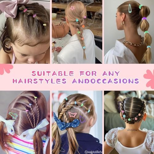 Hair Accessories for Girls, 1350P Colorful Hair Ties with 72P Hair Clips - Image 6