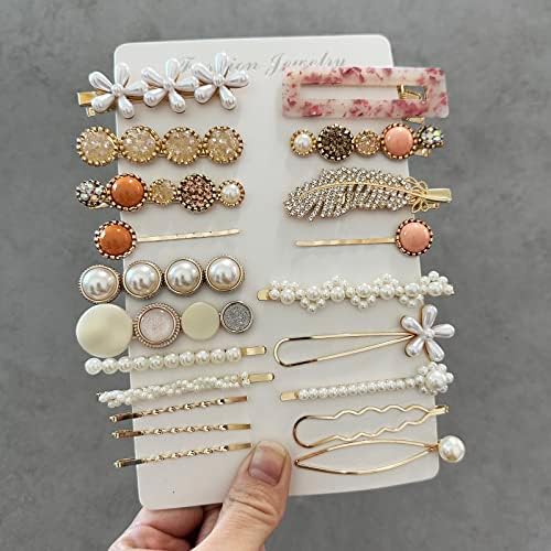 Mehayi 20 PCS Pearl Hair Clips Set Fashion Korean Acrylic Resin Hair Barrettes, Bobby Pins Hairpins for Women and Ladies Girls Headwear Styling Tools, Hair Accessories for Decorative Party Wedding - Image 2