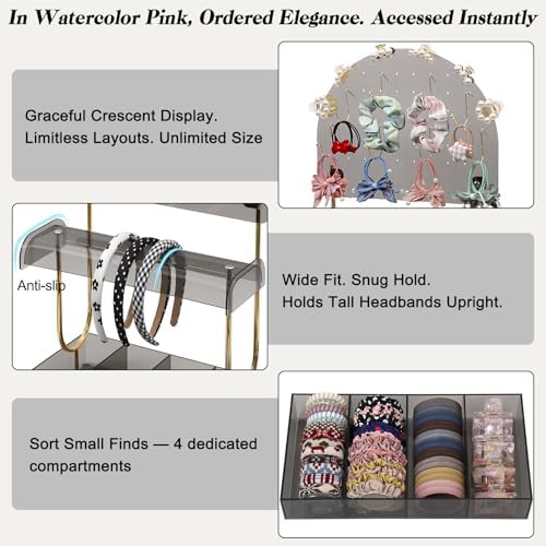 Keebofly Hair Accessories Organizer & Headband Holder Stand, Smoky Grey & Gold-plated - Image 4