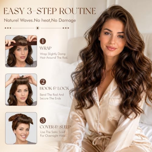 Heatless Curls Overnight Set - 4Pcs Jumbo Velvet Hair Rollers to Sleep In - Image 6