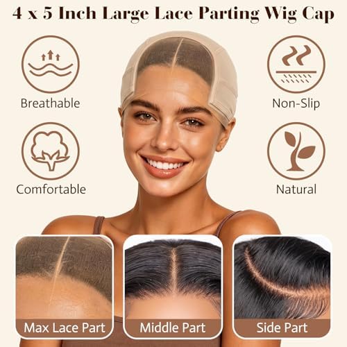 MEEZY Skin Color Lace Wig Grip Cap with 4 Pcs Stocking Hairnets for Women, Non-Slip Wig Caps with Grip Band for Lace Front Wig, Adjustable Elastic Headband Accessories for Secure Hold - Image 2