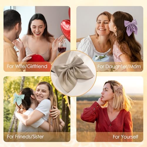 Seiolieliou 6Pcs Hair Bows for Women, Silky Satin Bow Hair Clips for Girls - Image 7