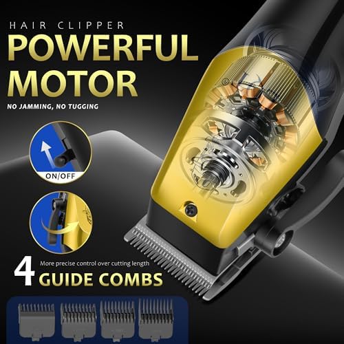 Hair Clippers for Men, with LED Display 4-Piece Cordless Grooming Kit with Hair Clipper, Beard Trimmer, Foil Shaver & Nose Trimmer, Complete Rechargeable Set for Home Barber Use (Black Gold) - Image 3