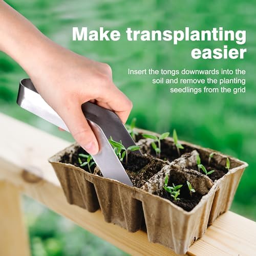 2 Pcs Seedling Transplant Tongs- 6.7 Inch Stainless Steel Gardening Plants Transplant Tongs- Seedling Remove Transplant Pliers for Reducing Root Damage - Image 5