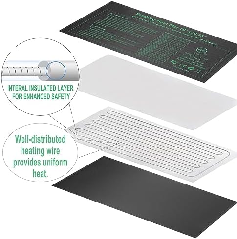 Seedling Heat Mat Hydroponic Plants Heating Pad, Seed Starting Greenhouse and Germination, Waterproof Durable Heating Pad for Indoor Home Gardening Seed Starter(10“x20.75”) - Image 6
