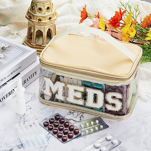 Geetery Meds Travel Bag Beige, Meds Chenille Letter Clear - Image 2