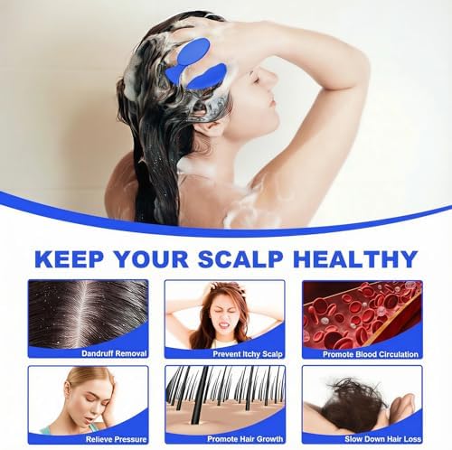 Meartchy Silicone Scalp Massager Shampoo Brush, Scalp Brush for Hair Growth & Dandruff Removal, Hair Scrubber Scalp Stimulator Exfoliator Brush with Soft Bristles for Wet Dry Scalp Care (Ocean Blue) - Image 4