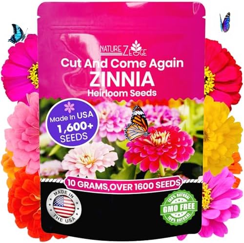 NatureZ Edge Zinnia Seeds for 2026 Planting Outdoors, Over 1600 Flower Seeds, 10g, Non GMO Made in USA, Bulk Semillas De Flores para Sembrar, Pumila Mix, Easy to Grow Zinnia Seed Mix by NatureZEdge