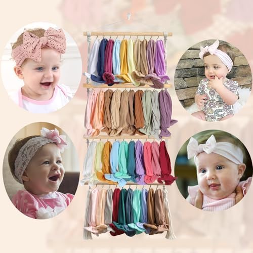 ALinmo Headband Holder Head Bands Organizer for Girls, Baby Headbands Hair Accessories Organizer Storage Wall Hanging Decor for Nursery Toddler Girls Room - Image 6