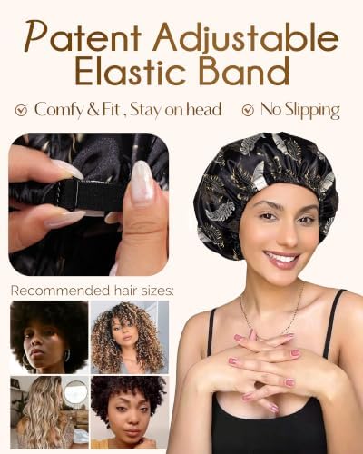 YANIBEST Adjustable Satin Bonnet with No Damage Hair Scrunchie - Image 4