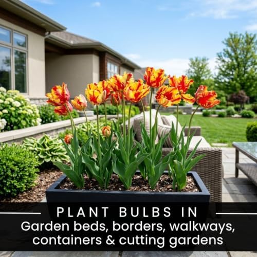 25 Texas Flame Parrot Tulip Bulbs | Red Yellow Spring Flowers for Gardens - Image 5