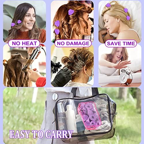 JANYUN 40Pcs Purple Hair Rollers,Silicone Heatless Curlers for Women Girl - Image 4