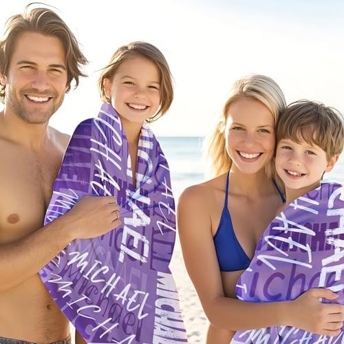 JML Personalized Beach Towel with Name, Custom Beach Towel with Name, Customized Microfiber Pool Towel, Quick Dry & Absorbent Swim Towel for Adult,Anniversary, Birthday, Summer Holiday,Vacation - Image 4